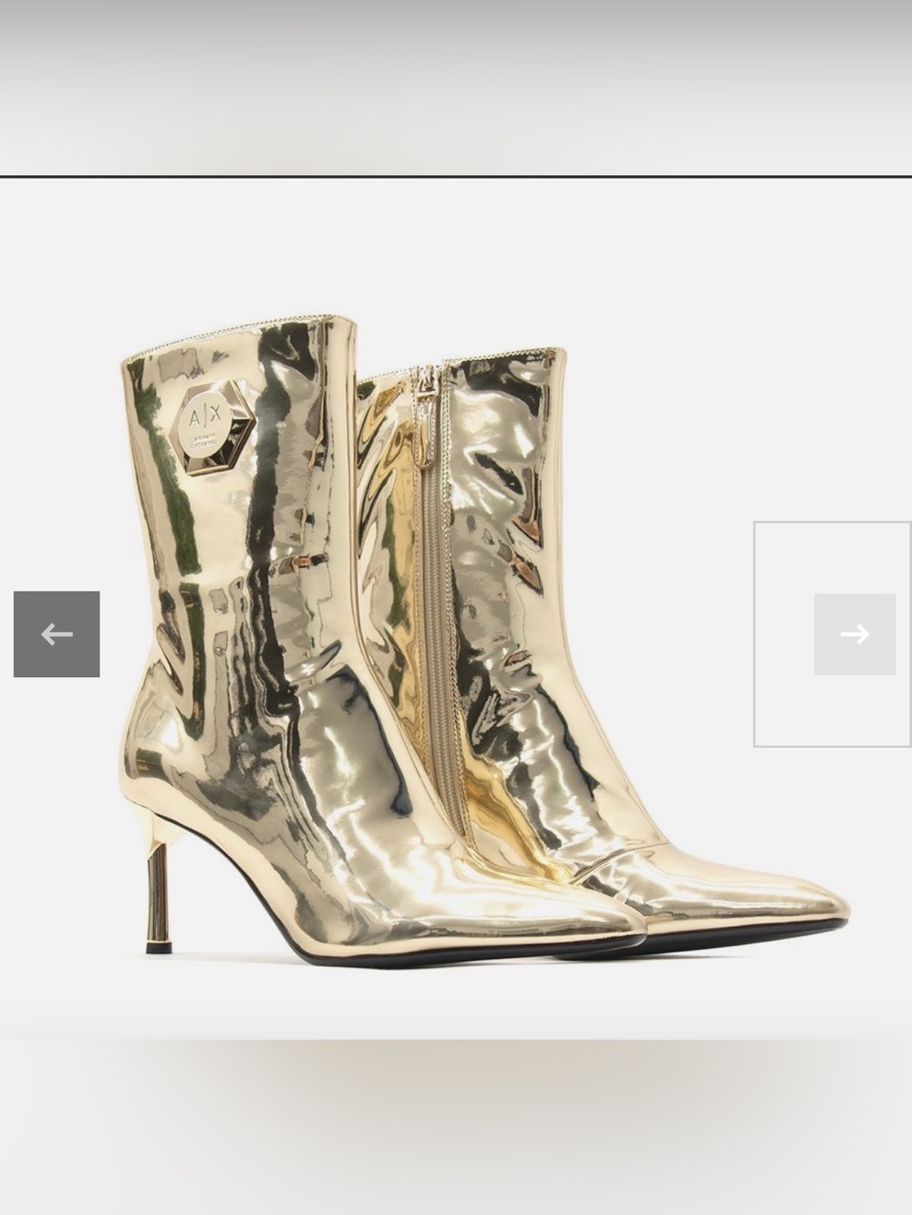Armani Exchange Metallic Gold Pointed Ankle Boots